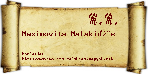 Maximovits Malakiás névjegykártya